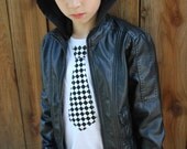 CHECKERED NECKTIE APPLIQUÉD on  a white  fine jersey tee shirt........Great birthday, wedding or church outfit / gift