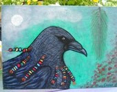 Crow Beads Original Acrylic Painting
