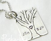 Personalized hand stamped Love Tree Necklace in sterling Silver