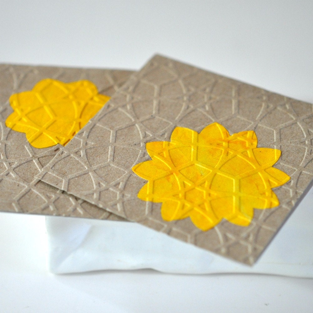 x4 Sunburst Note Set Embossed Kraft
