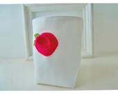 box white linen Hot Pink Rose weddings decor Rosebud flower Bin Wool felt Organizer Storage Basket Handmade tagt team  Gift Wrap