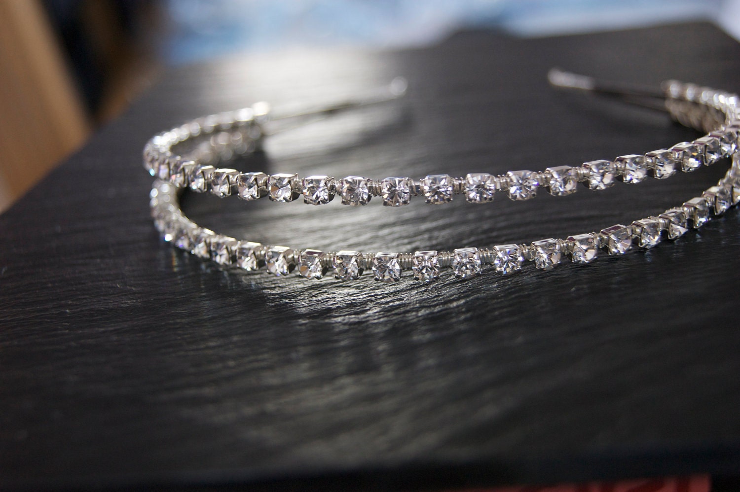 Double Wedding Headband, Bridal Headbands - 2 Row Diamante Headband