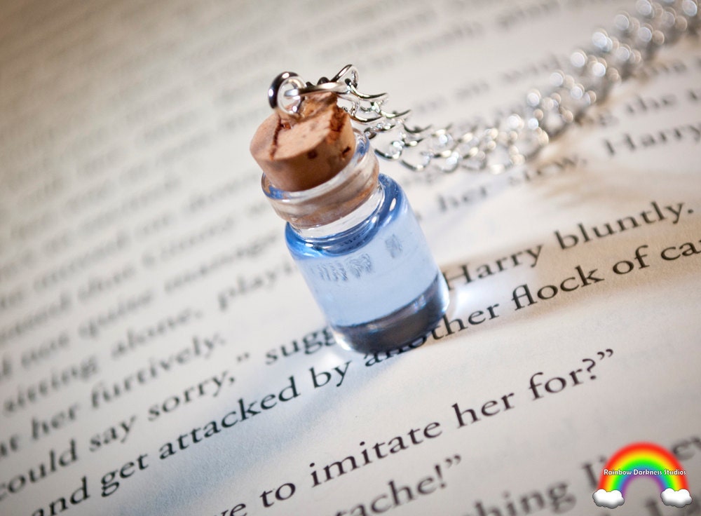 Vibrant Blue Mana Potion Vial Necklace