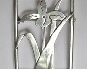 Iris Flower Silver Brooch