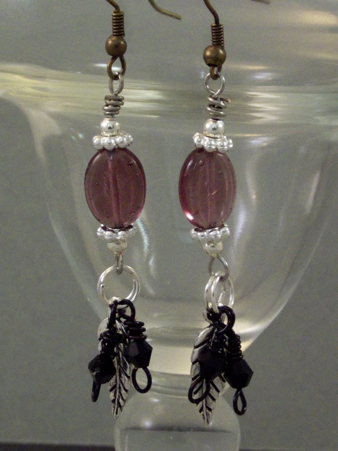 Purple & Silver Tribal Earrings
