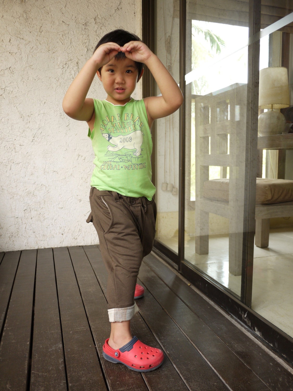 KID' s Unisex Pants - Dark Brown Cotton Drop Crotch Pants With 2 Side & 2 Back Pockets