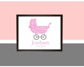 Nursery Print, Modern Personalized Baby Carriage Print, Baby Shower Gift, 8x10 print