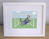 Soccer Raccoon Children's Nursery Art Print