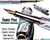20% ALL PENS On SALE Now Collector grade fountain pen handmade quality writing pen   Black Titanium Fountain Pen Made by Hand Fordite Acryl