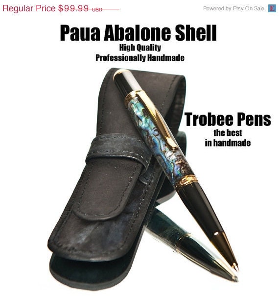 20% ALL PENS On SALE Now Paua Abalone Ballpoint Pen  Titanium Gold and Black Titanium Handmade Paua shell writing pen