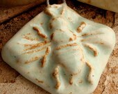RUSTIC AQUA BEE - Handmade Ceramic  Pendant