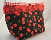 Dancing Cherries with Red Lace Trim Clutch