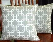 Decorative Accent Pillows Covers - Grey and White - Two 18 Inch