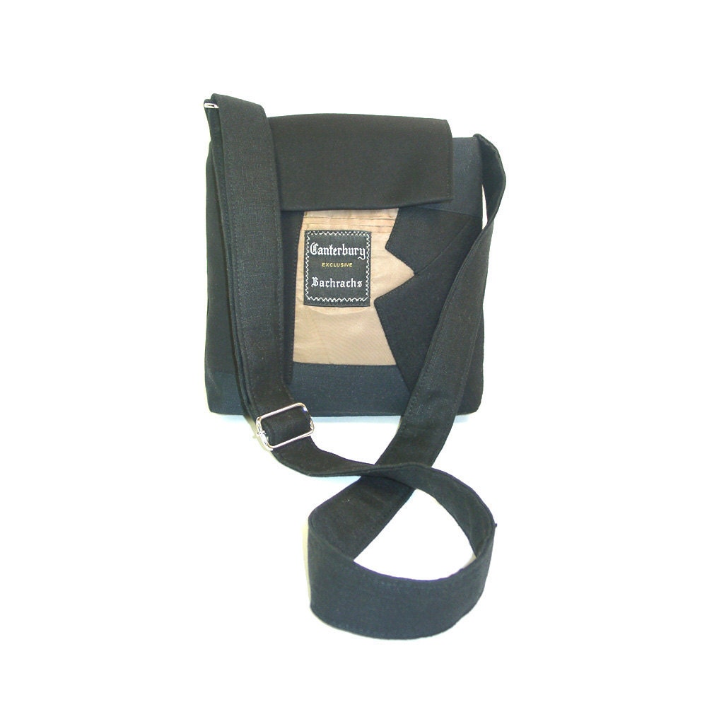 Recycled messenger from suit coats - unisex - Mr. Mooney, Jr. No.812 - adjustable strap