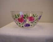 Hand Painted Serving Bowl with Roses