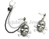 Skulls Chain Ear Cuff Earring Set