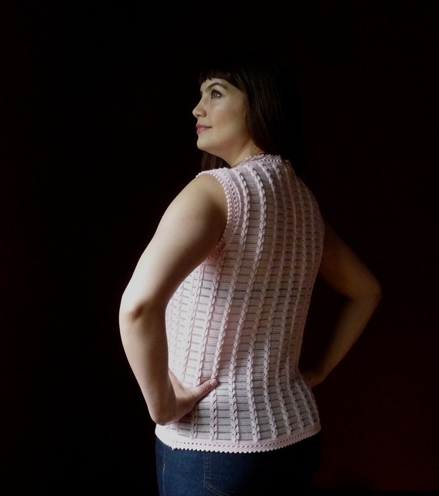 1950's Vintage Pastel Blouse - Scalloped Knit