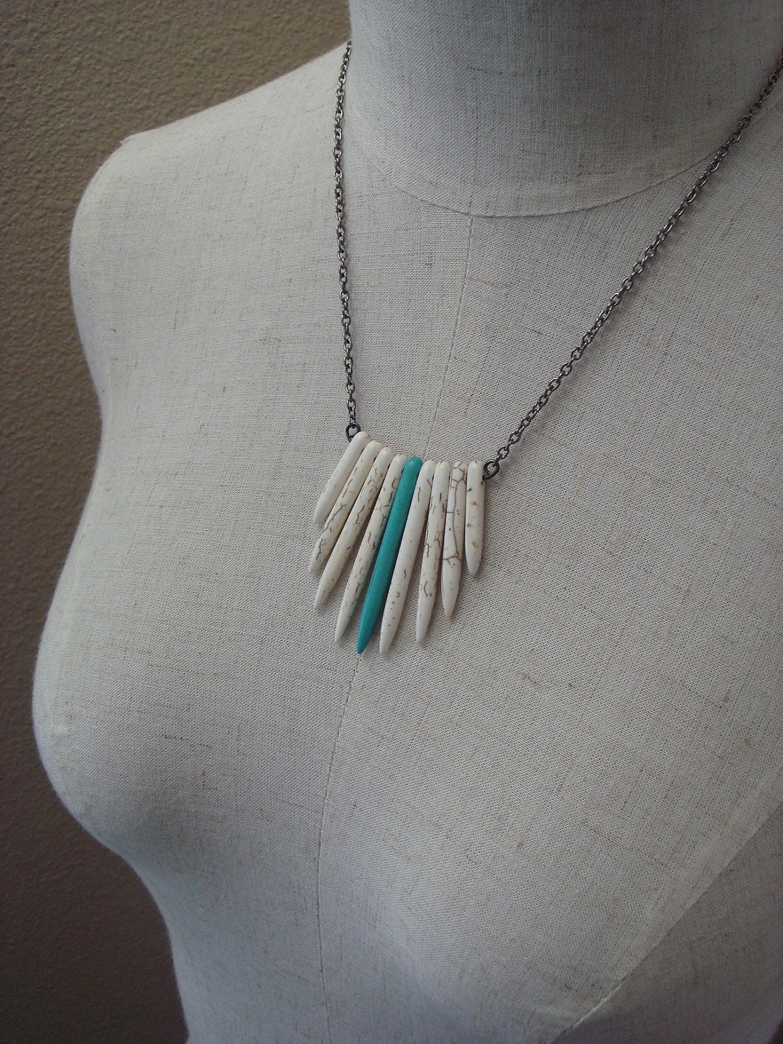 White and Turquoise Spear Necklace