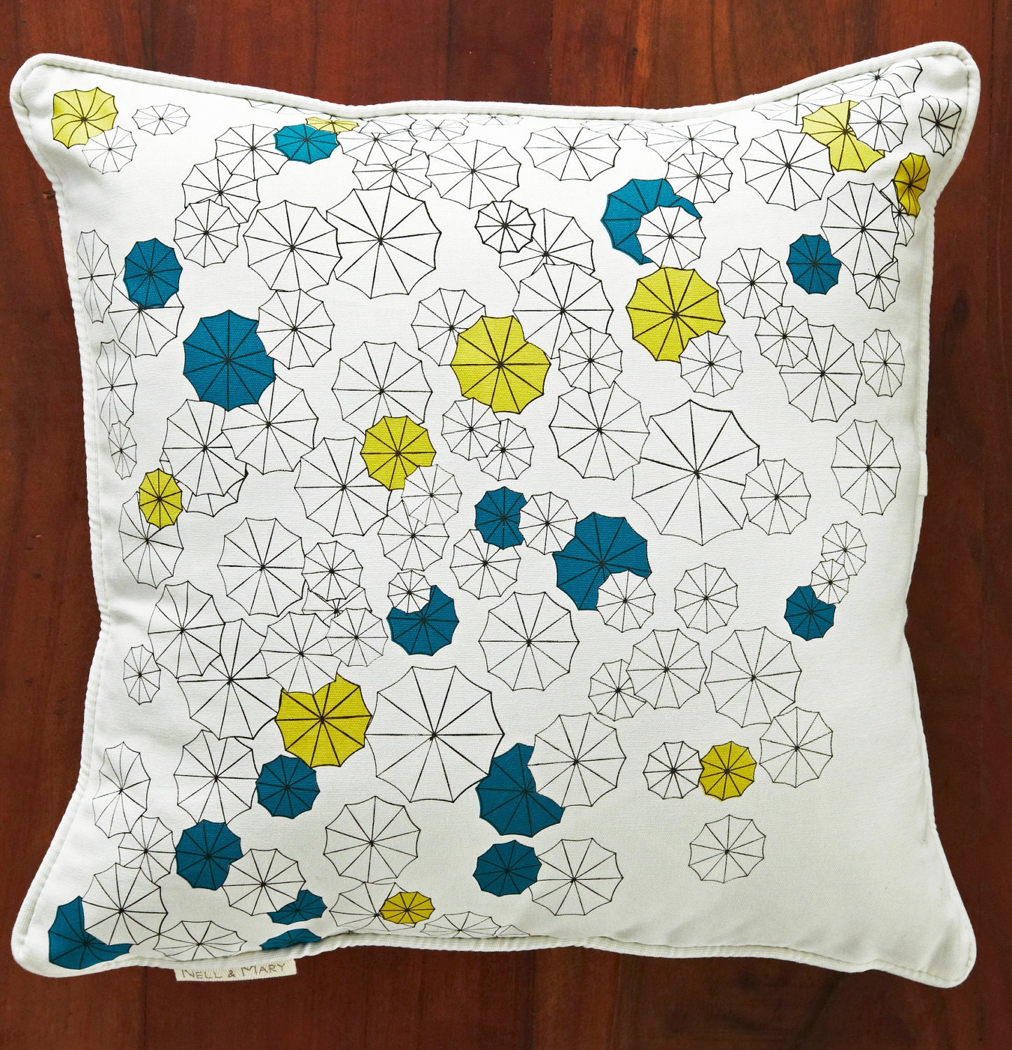 Umbrellas Pillow Cover - White and Gray