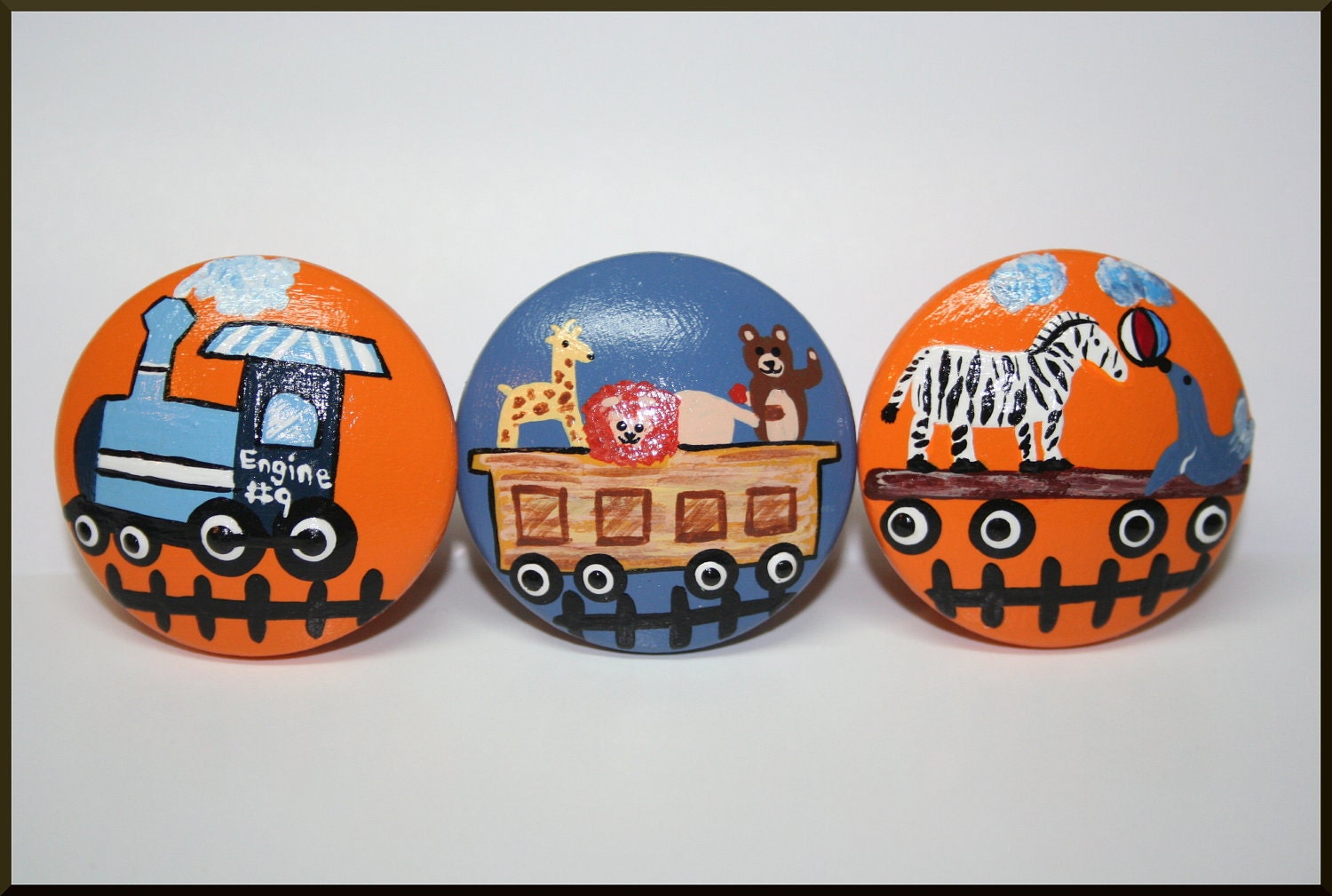 Train, Caboose and Cart with Animals- Circus or Train Themed Decor