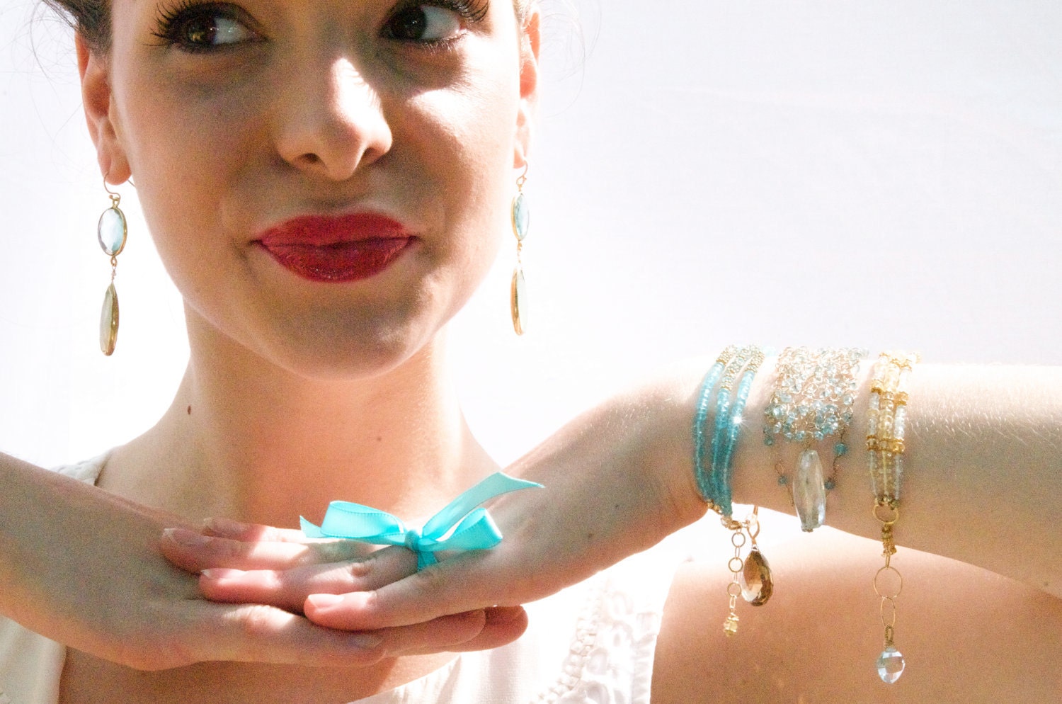 Statement Bridal Bracelet for Beach Weddings Something Blue:) Statement Bridal Bracelet Collection