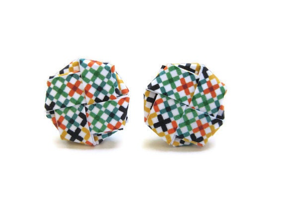 Multicolor paper earrings, woven earrings, paper jewelry handmade, unique earrings