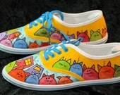Hand Painted Shoes Women Cat Design