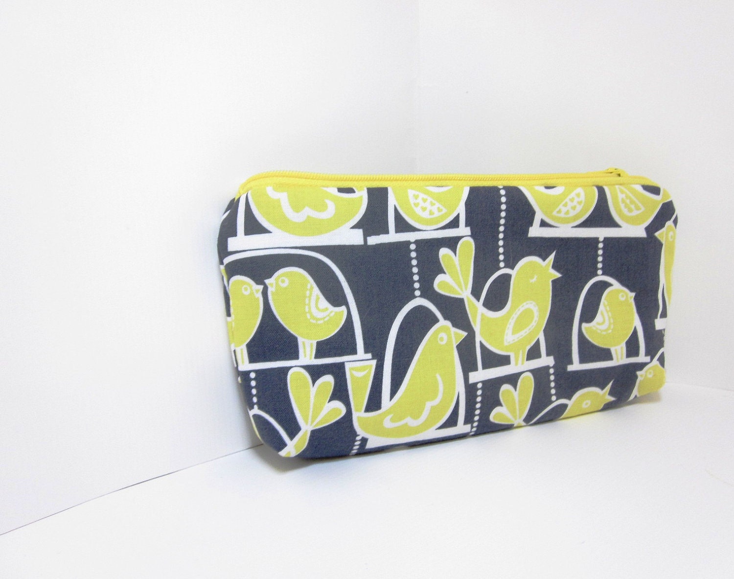 Cotton Zipper Pouch  - Yellow Bird Swing