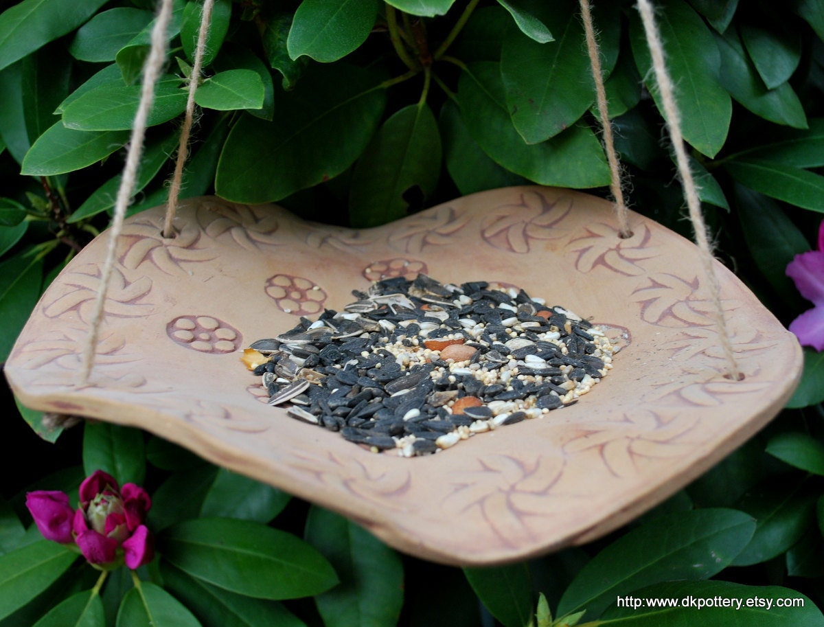Rustic Hanging Bird Feeder with Stamped Design