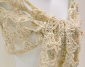 Chunky Crocheted Scarf/Shawl in Natural Beige