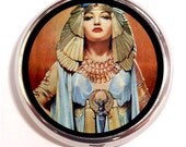 Egyptian Art Deco Cleopatra Flapper Artwork Pill Box Pillbox Case Trinket Box Vitamin Holder