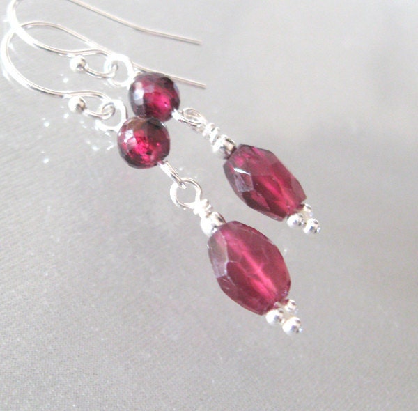 Rhodolite Garnet Earrings, Gemstone and Sterling Silver