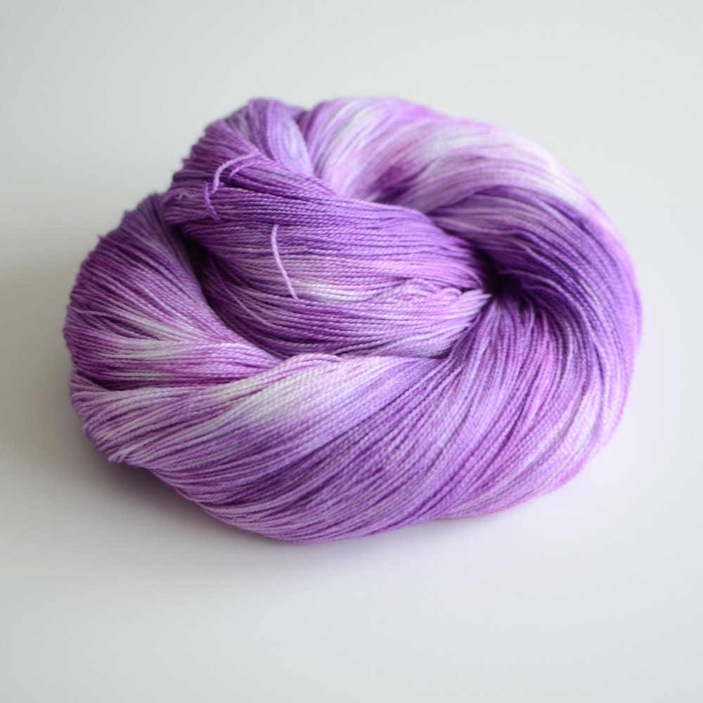 Hand Dyed Lace Yarn - 875 Yards Superwash Merino and Silk - Amethyst in Shades of Purple