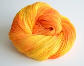 Hand Dyed Lace Yarn - 875 Yards Superwash Merino and Silk - Apollo - Fiery Yellow and Burnt Orange