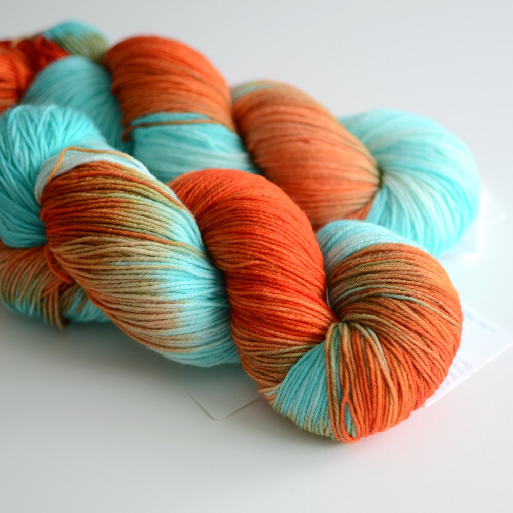 Hand Dyed Sock Fingering Yarn - Self Striping Yarn - LIMITED - Superwash British Falkland Merino / Nylon 465 Yards - Sun Also Rises