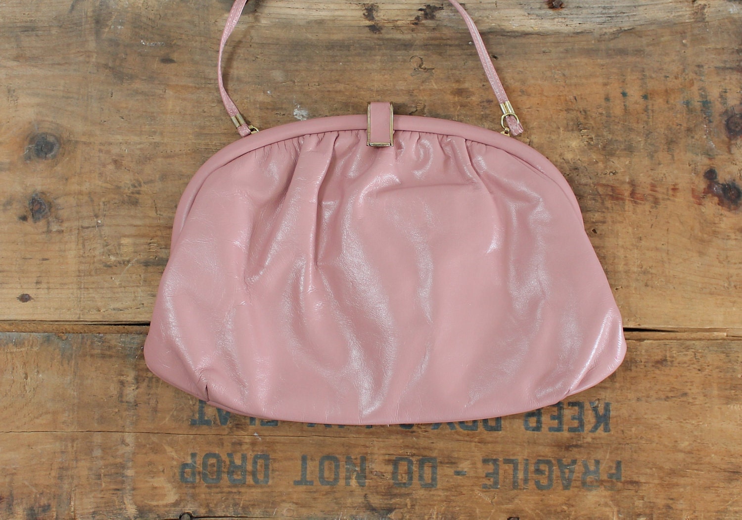 vintage leather purse // 80s dusty rose shoulderbag - clutch