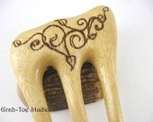 Satin Wood 3 prong MezzoHair Fork Grahtoe Handmade