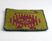 Knit and Crochet Coaster Personalized Leo Zodiac Mug Rug Olive Green Rust