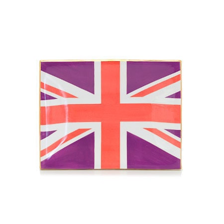 Union Jack Olive Tray in Coral/Violet Combo