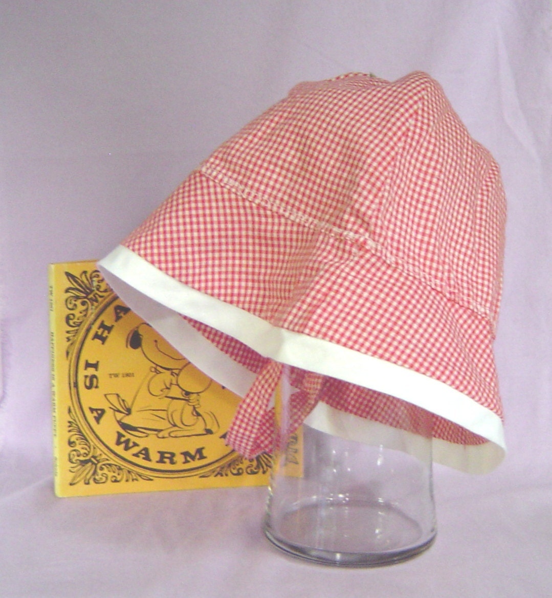 Summer hat childs red and white gingham 4 hats in 1 - AccessoriesByKelli