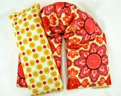 Therapeutic Neck Shoulder Wrap Eye Pillow Set Organic Flaxseed Rice Lavender Scented Vintage Paisley Blush