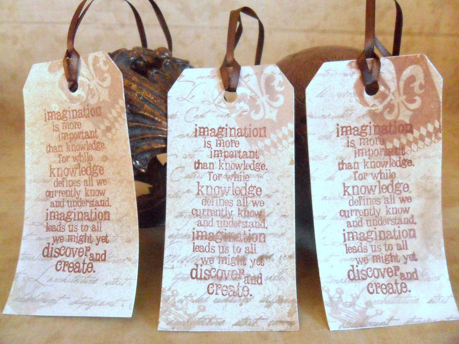Imagination Gift Tags Favor Tags Fleur de Lis Script Crown Graduation Encouragement