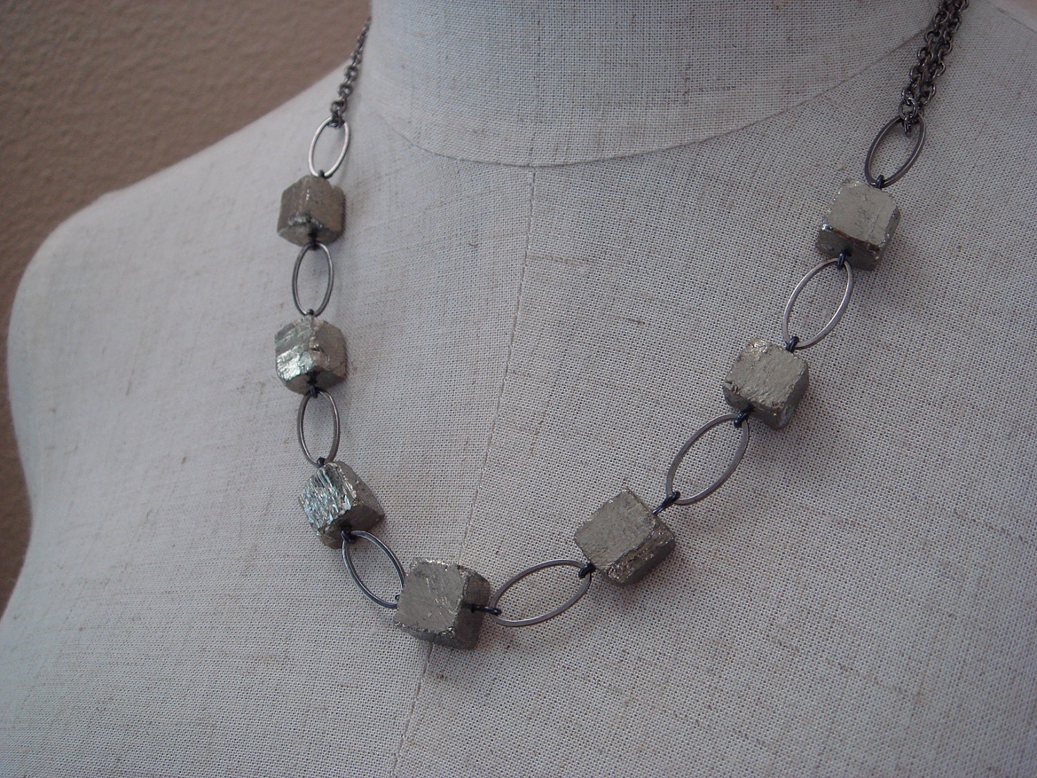 Geometrics Necklace with Pyrite Cubes