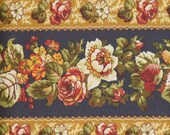 Studio E Fabrics / Rosetree Cottage / Floral Stripe on Navy