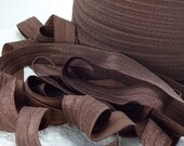 5yds Elastic Ribbon Headbands Ponytail Bands Brown 5/8 inch 15mm Fold over Bands Stretch Trim