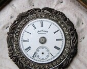 20% off EVERYTHING Steampunk Brooch Industrial Antique Pocket Watch Pin Parts RHINESTONES gears wheels mechcanical
