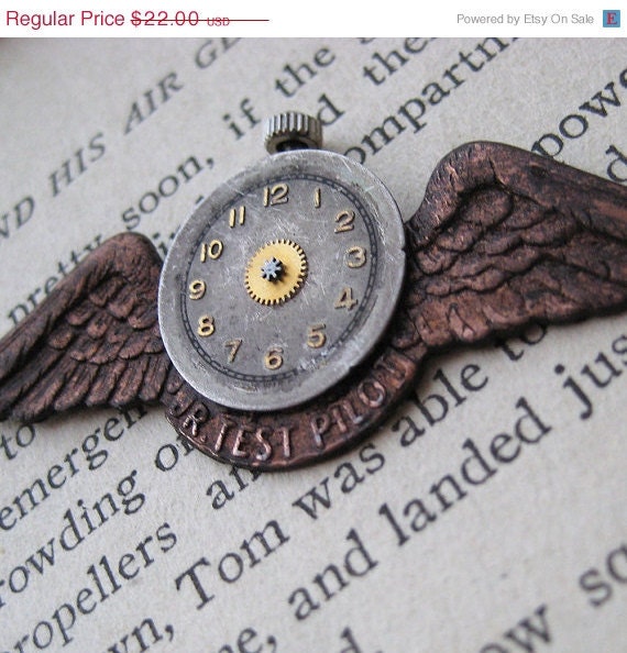 20% off EVERYTHING Steampunk Brooch Pin Air Pilot MEDAL vintage AWARD jr test pilot industrial
