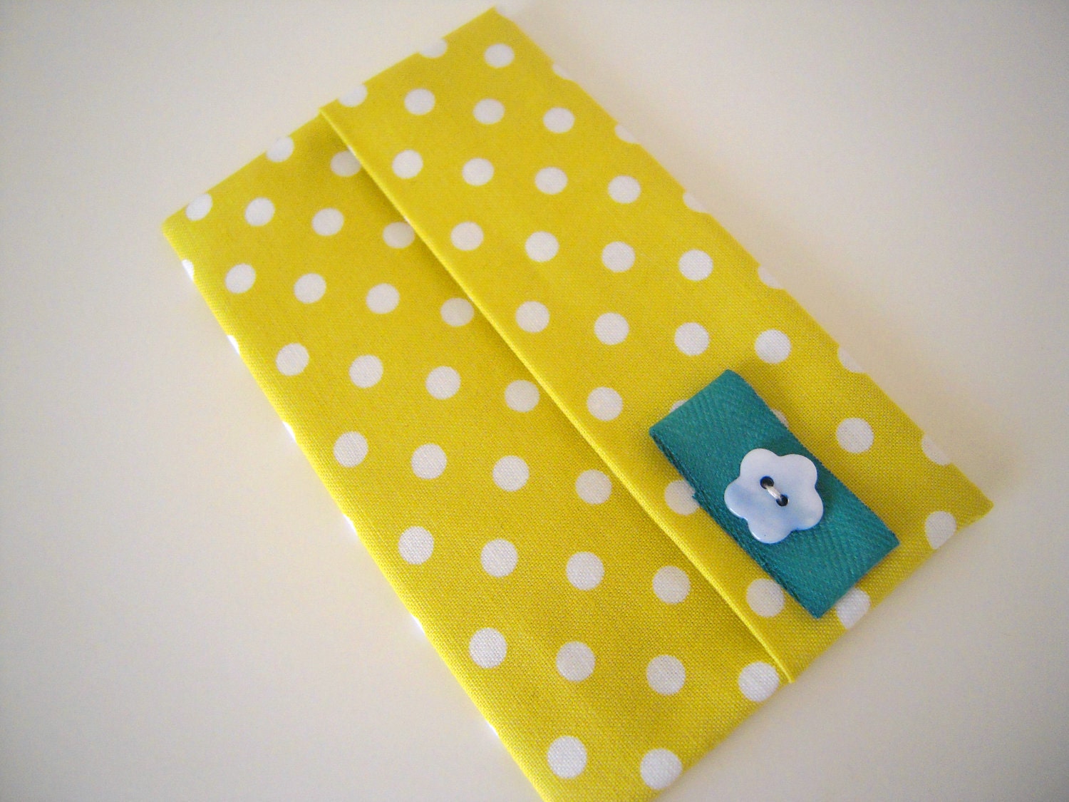 Tissue Case/White Dot On Citron x Green Tag x Blue Button