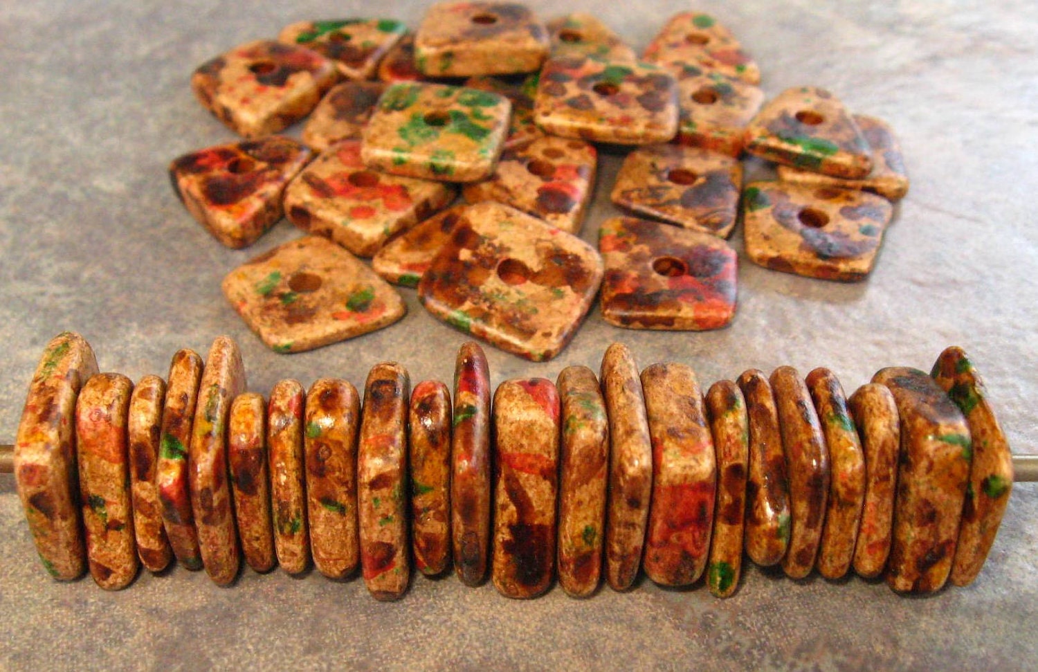 10 Autumn Rust Big Chips - Mykonos Greek Ceramic Beads