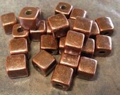 BRONZE 7mm Square Nuggets Greek Ceramic Beads (10)